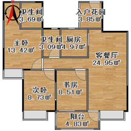 【A1户型】1-2栋三房二厅 富春山居
