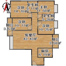 【B户型】1-7栋四房二厅 富春山居