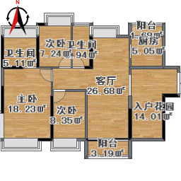 【02户型】19-23栋3室2厅95㎡ 永江臻萃园