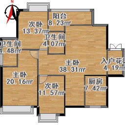 【D户型】5/6栋111平方3室2厅 锦龙又一城