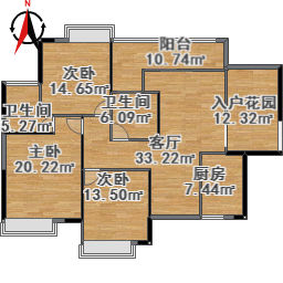 【B户型】7/8栋122平方3室2厅 锦龙又一城